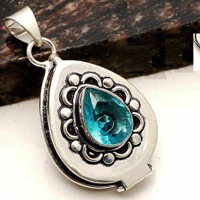 Tpz 755c pendentif pendants poison 11gr topaze bleu suisse bijou argent 925 vente achat