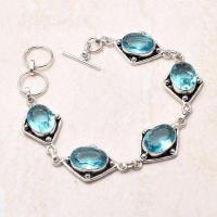 Tpz 756d bracelet 17gr topaze bleu suisse 15x10mm ethnique baroque bijou argent 925 vente achat