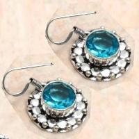 Tpz 761c collier boucles oreilles 31gr 10x15mm topaze bleu suisse argent 925 vente