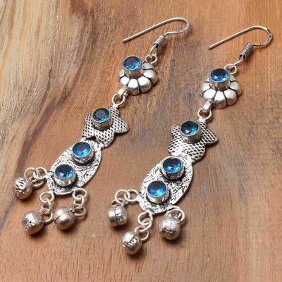 Tpz 763c boucles oreilles pendants 10gr 6mm paire topaze bleu suisse argent 925 vente