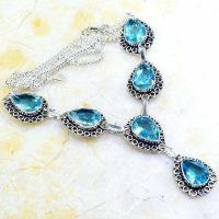 Tpz 769a collier parure 23gr 10x15mm topaze bleu suisse argent 925 vente