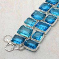 Tpz 773b bracelet 79gr topaze bleu suisse 15x20mm ethnique baroque bijou argent 925 vente achat