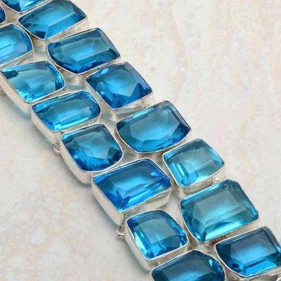 Tpz 773c bracelet 79gr topaze bleu suisse 15x20mm ethnique baroque bijou argent 925 vente achat