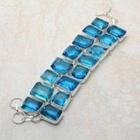 Tpz 773d bracelet 79gr topaze bleu suisse 15x20mm ethnique baroque bijou argent 925 vente achat