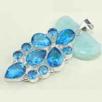 Tpz 788a pendentif pierre topaze bleu persan iolite lithotherapie bijou argent 925 1