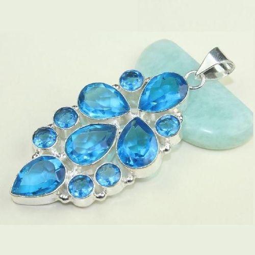 Tpz 788a pendentif pierre topaze bleu persan iolite lithotherapie bijou argent 925 1