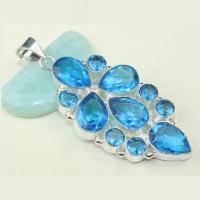 Tpz 788a pendentif pierre topaze bleu persan iolite lithotherapie bijou argent 925 2