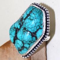 Tqa 018c bague t54 turquoise bleue ethnique tibet nepal achat vente bijou argent 925