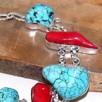 Tqa 026b corail bracelet turquoise bleue achat vente bijou pierre naturelle argent 925