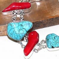 Tqa 026c corail bracelet turquoise bleue achat vente bijou pierre naturelle argent 925