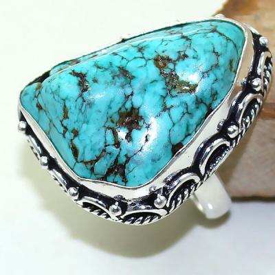 Tqa 027a bague t59 turquoise bleue ethnique tibet nepal achat vente bijou argent 925