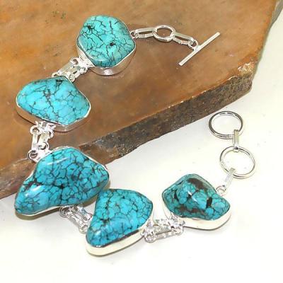 Tqa 033b bracelet turquoise bleue achat vente bijou pierre naturelle argent 925