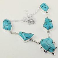 Tqa 035a collier sautoir turquoise bleue achat vente bijou pierre naturelle argent 925