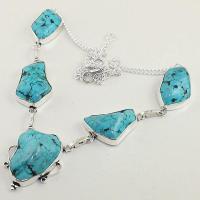 Tqa 035d collier sautoir turquoise bleue achat vente bijou pierre naturelle argent 925