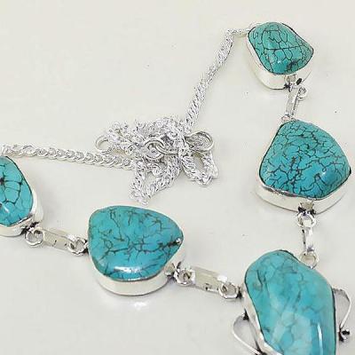 Tqa 036c collier sautoir turquoise bleue achat vente bijou pierre naturelle argent 925