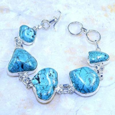 Tqa 045b bracelet turquoise bleue achat vente bijou pierre naturelle argent 925