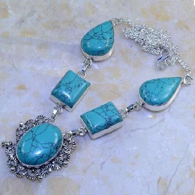 Tqa 051a collier parure sautoir turquoise bleue achat vente bijou pierre argent 925