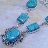 Tqa 051b collier parure sautoir turquoise bleue achat vente bijou pierre argent 925