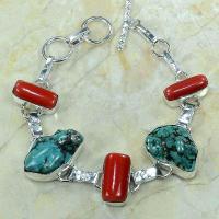 Tqa 079c bracelet turquoise corail argent 925 achat vente bijou