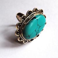 Tqa 096b bague t58 turquoise argent 925 ethnique achat vente