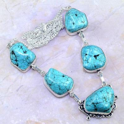 Tqa 122a collier sautoir turquoise bleue achat vente bijou pierre naturelle argent 925