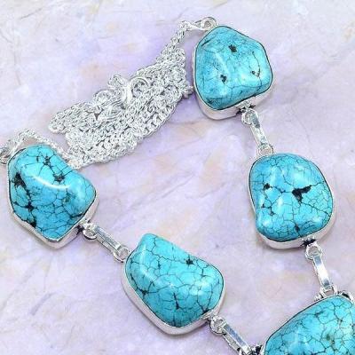 Tqa 122a collier sautoir turquoise bleue achat vente bijou pierre naturelle argent 925