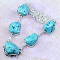 Tqa 122d collier sautoir turquoise bleue achat vente bijou pierre naturelle argent 925