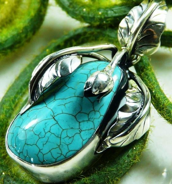 Tqa 124b pendentif pendant en turquoise bleue argent 925 achat vente bijoux ethniques