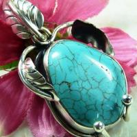 Tqa 127a pendentif pendant en turquoise bleue argent 925 achat vente bijoux ethniques