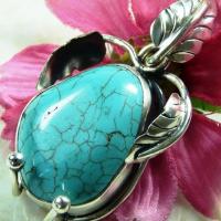 Tqa 127b pendentif pendant en turquoise bleue argent 925 achat vente bijoux ethniques