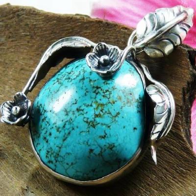 Tqa 128a pendentif pendant en turquoise bleue argent 925 achat vente bijoux ethniques 1