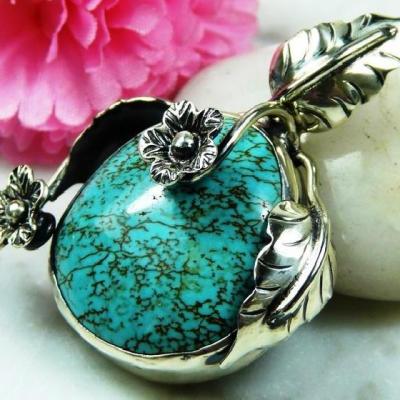 Tqa 134a pendentif pendant en turquoise bleue argent 925 achat vente bijoux ethniques