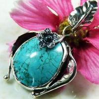 Tqa 136b pendentif pendant en turquoise bleue argent 925 achat vente bijoux ethniques