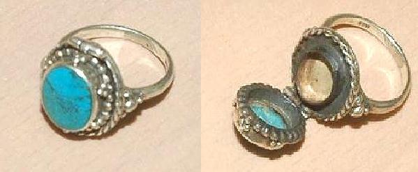 Tqa 141 bague a poison turquoise gothique vampire steampunk magie achat vente argent 925