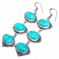 Tqa 146b boucles oreilles turquoise achat vente bijou argent 925 1