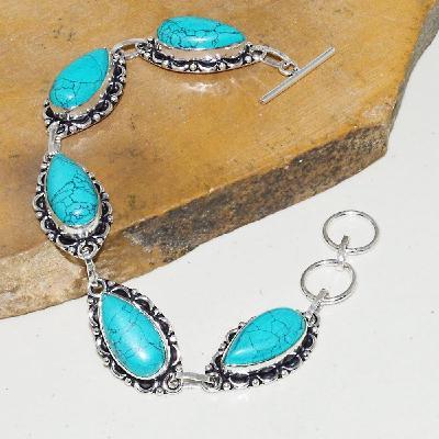 Tqa 172a bracelet turquoise bleue 10x20mm achat vente bijoux argent 926