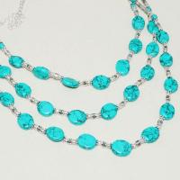 Tqa 177c collier sautoir parure turquoise bleue 3rangs ethnique achat vente bijou argent 925