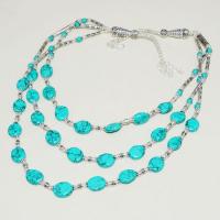 Tqa 177d collier sautoir parure turquoise bleue 3rangs ethnique achat vente bijou argent 925