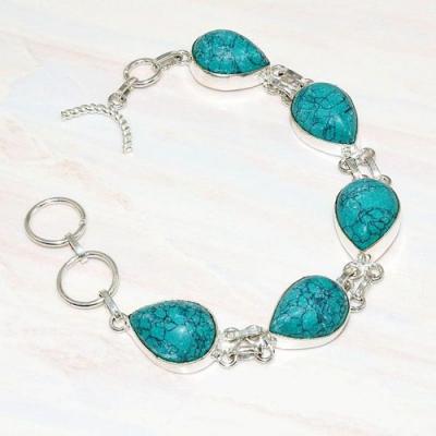 Tqa 211b bracelet turquoise synthetique tibet oriental achat vente bijou argent 925