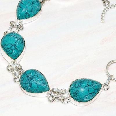 Tqa 211b bracelet turquoise synthetique tibet oriental achat vente bijou argent 925