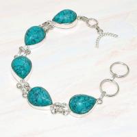 Tqa 211d bracelet turquoise synthetique tibet oriental achat vente bijou argent 925