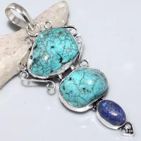 Tqa 219a pendentif lapis turquoise achat vente bijou argent 925
