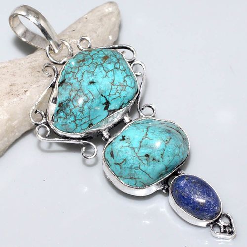 Tqa 219a pendentif lapis turquoise achat vente bijou argent 925