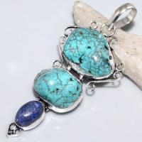 Tqa 219b pendentif lapis turquoise achat vente bijou argent 925