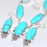 Tqa 220b collier boucles oreilles turquoise parure achat vente bijou argent 925