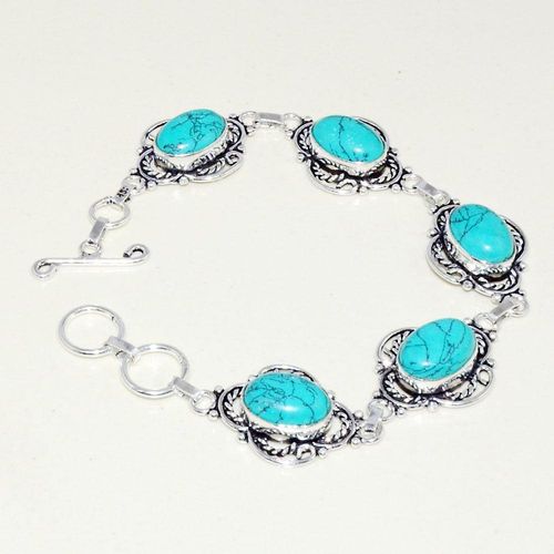 Tqa 235d bracelet turquoise lapis 20gr 15x10mm tibet oriental achat vente bijou argent 925