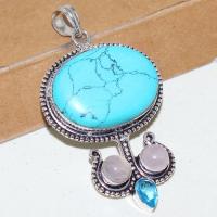 Tqa 241a pendentif pendant turquoise howlite 28x38mm achat vente bijou argent 925