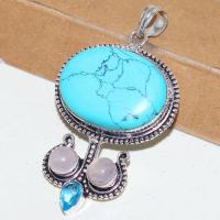 Tqa 241b pendentif pendant turquoise howlite 28x38mm achat vente bijou argent 925