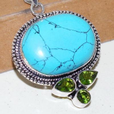 Tqa 242c pendentif pendant turquoise howlite 24x32mm achat vente bijou argent 925