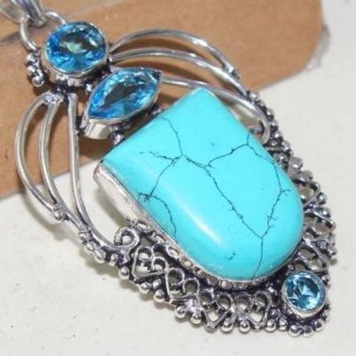 Tqa 246c pendentif pendant turquoise howlite 20x30mm topaze achat vente bijou argent 925